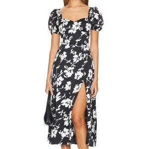 REVOLVE Black and White Floral Midi Dress
